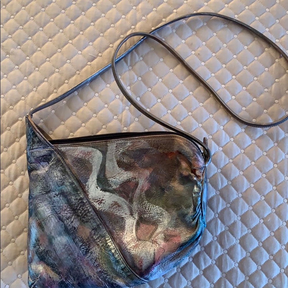 Multicolored metallic shoulder bag